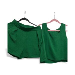 Green Sleeveless Top and Shorts Set